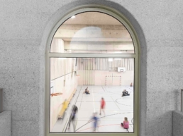 architecte rénovation-salle-gymnastique-Lausanne-bois-béton
