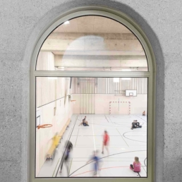 architecte rénovation-salle-gymnastique-Lausanne-bois-béton