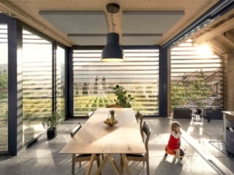 Architecte maison-jardin-terrasse-baie vitrée